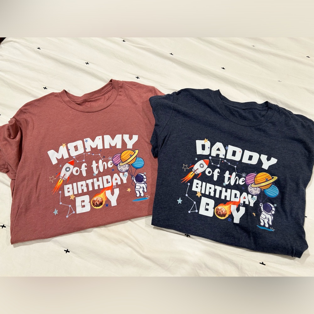 Unisex Mommy & Daddy of the birthday boy shirts.